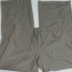 Low rise linen tan pants